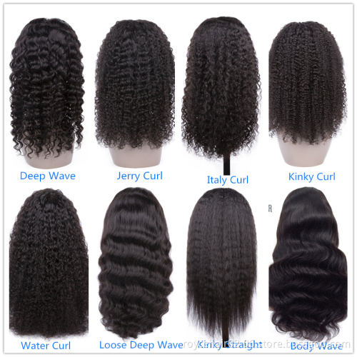 Wholesale Virgin Unprocessed Brazilian 180% Density Kinky Straight Human Hair Pre Plucked Transparent 4x4 Swiss Lace Closure Wig